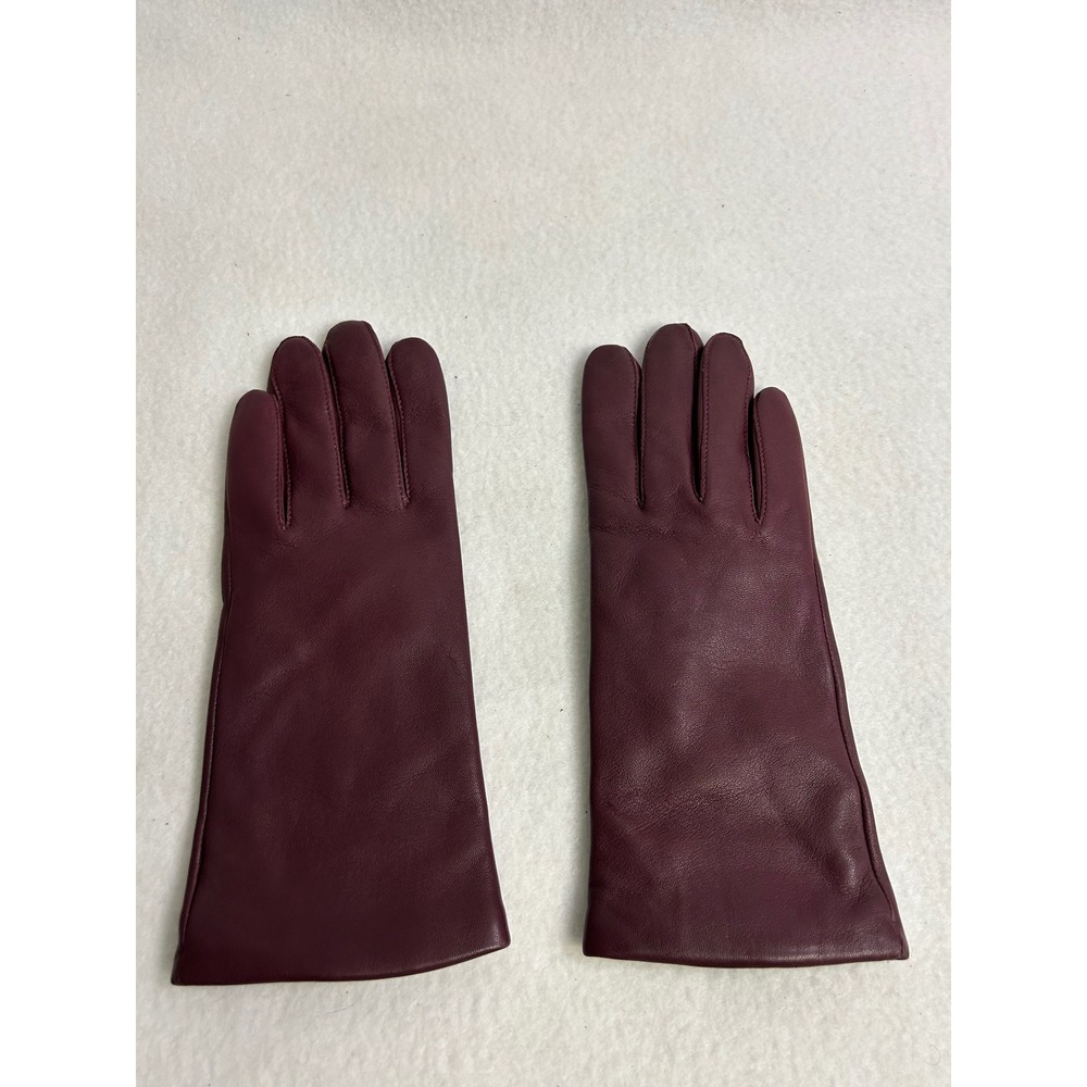 Classic Luxury Lands' End Womens Large Burgundy Leather Cashmere Lined Gloves
